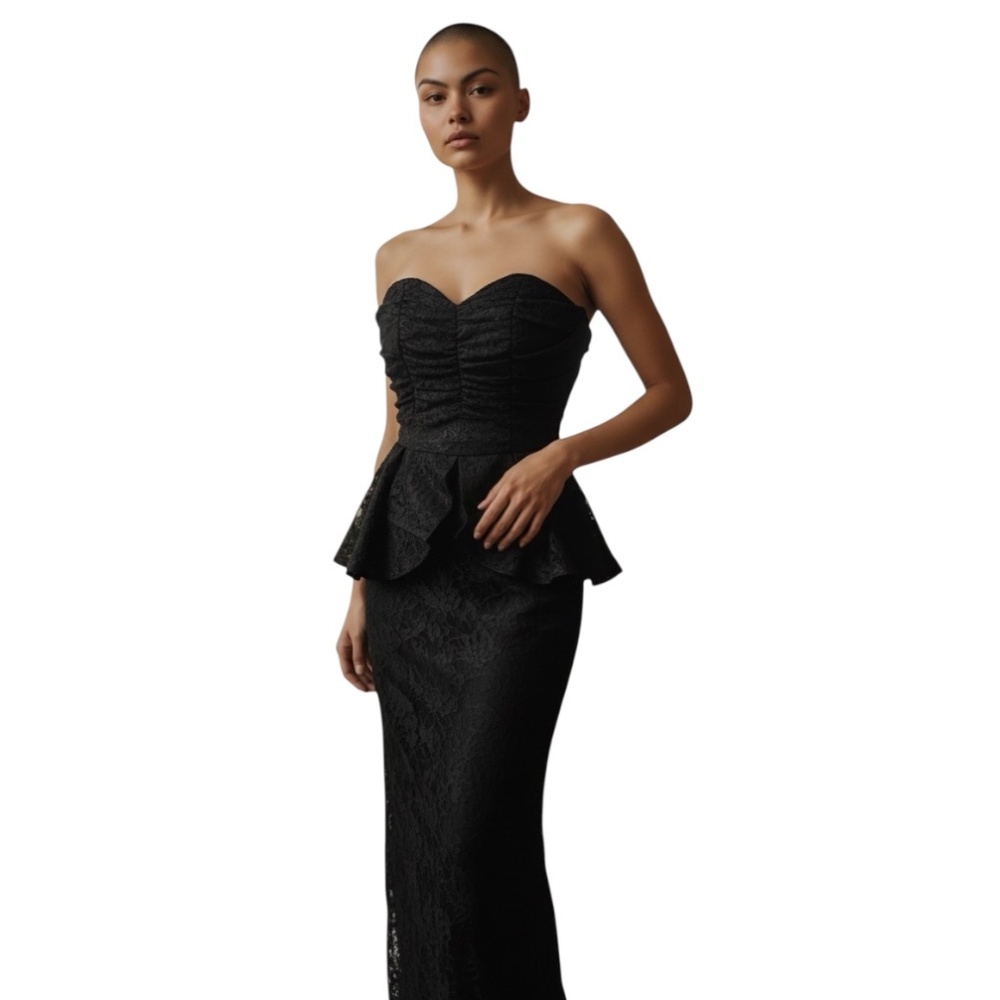 VTG ROBERTA‎ CALIFORNIA BLACK Floral LACE Gothic ROMANTIC Evening DRESS Women’s